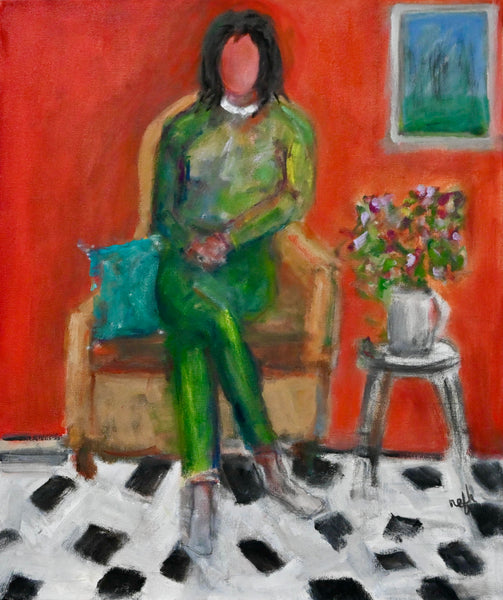 My Red Room, oil painting by Cerulean Arts Collective Member Nancy Halbert. 