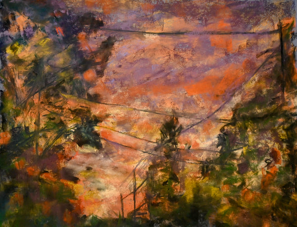Twilight Over Havertown, pastel on paper painting by Cerulean Arts Collective Member Nancy Halbert. 