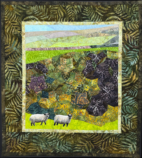 Glen Sheep I, fabric and machine embroidery artwork by Cerulean Arts Collective Member Marguerite Heilman