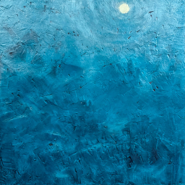 Abstract blue painting with textured surface