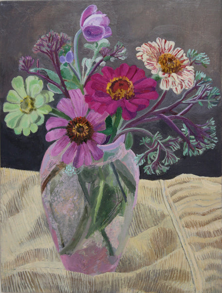 August Flowers, oil on panel painting by Elizabeth Heller available at Cerulean Arts.