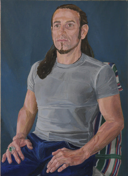 Portrait of Stephen oil on canvas painting by Elizabeth Heller. Included in Cerulean Arts' 13th Annual Juried Exhibition, June 18 - July 20, 2025.