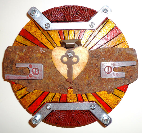 The Key, mixed media wall sculpture by Philadelphia artist Patricia Hillman, available at Cerulean Arts.