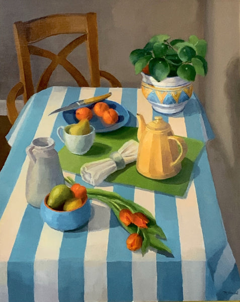 Summer Table, oil on linen panel painting by Cerulean Arts Collective Member Kimberly Hoechst.