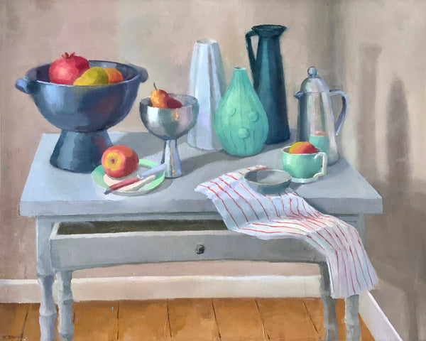 Winter Table, oil on linen painting by Cerulean Arts Collective Member Kimberly Hoechst.