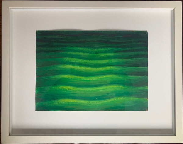 Untitled 02 (Green; light on water at night series), watercolor and gouache painting by artist Julie Jung.  Included in the exhibition, REUNION (Once Upon a Time in Philadelphia), at Cerulean Arts February 26 - March 24, 2025.