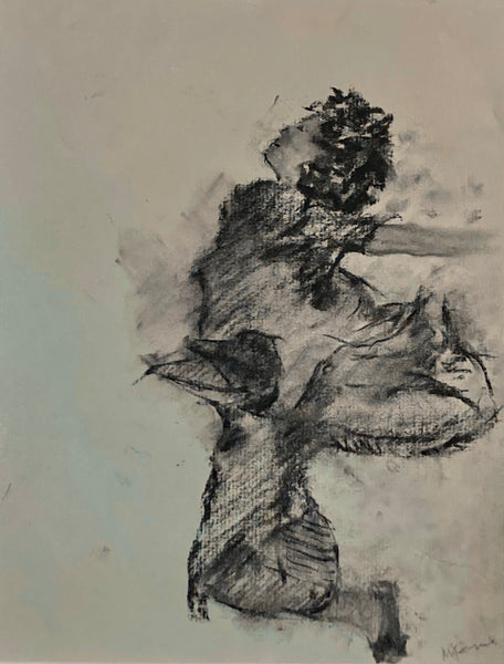 Artistic sketch of a person in a dynamic pose on a light background