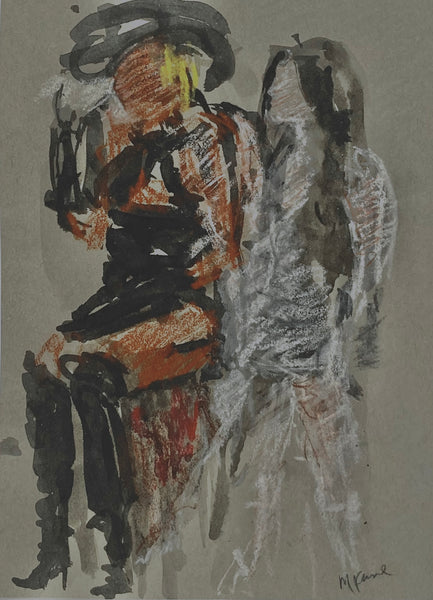 Abstract drawing of two figures sitting together