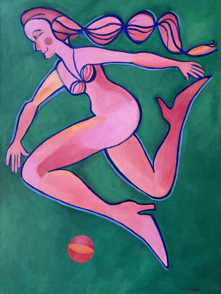 Dancing with the Sun, acrylic on canvas painting by Cerulean Arts Collective Member Ritva Kangasperko. 