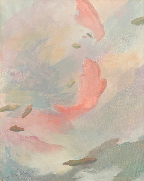 Abstract painting in soft pastel colors.