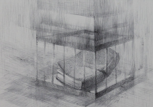 Verboten III, graphite on paper drawing by Collective Member Frederic C. Kaplan.