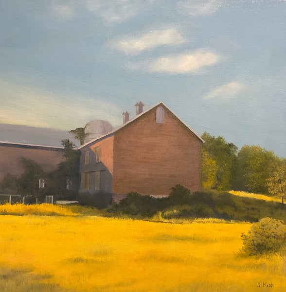 Abandoned, oil on canvas landscape with barn painting by Cerulean Arts Collective member Jennifer Kish