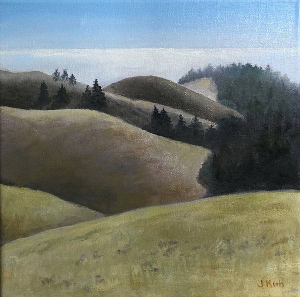Above the Sea, oil on canvas landscape painting by Cerulean Arts Collective member Jennifer Kish. 