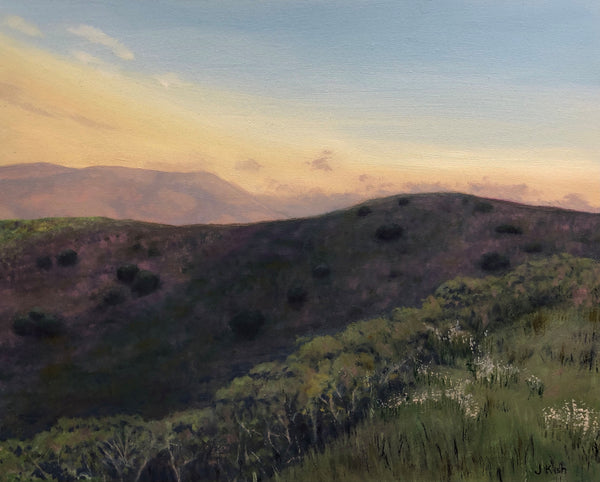 Day Turns to Night, oil on canvas landscape painting by Cerulean Arts Collective member Jennifer Kish. 