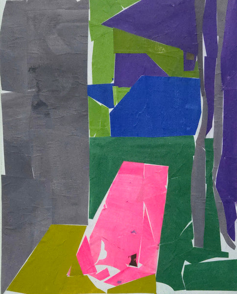 Painted paper abstract landscape collage