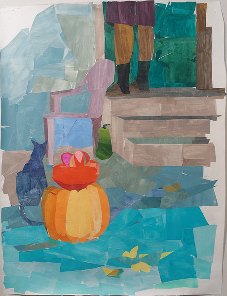 Winter Squash painted paper collage by Cerulean Arts Collective Member Katie Knoeringer. 