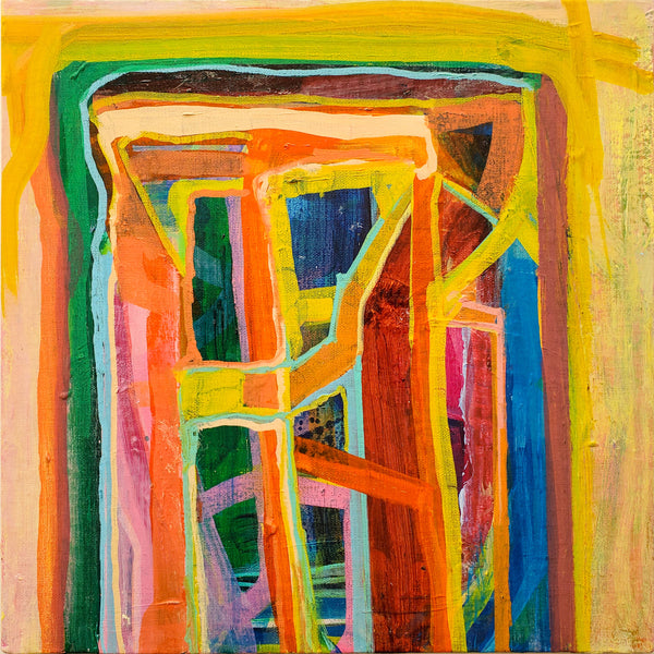 Abstract artwork with vibrant colors and geometric shapes