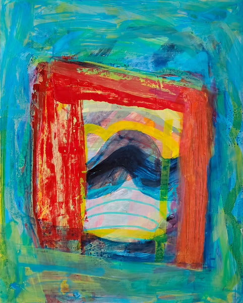 Gateway to Tomorrow, acrylic on paper painting by Cerulean Arts Collective Member Alan Lankin.