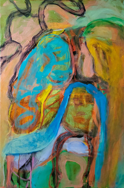 Gathering, acrylic on canvas abstract painting by Cerulean Arts Collective Member Alan Lankin. 