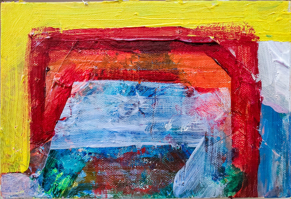 Hot and Cold, acrylic on linen on panel abstract painting by Cerulean Arts Collective Member Alan Lankin