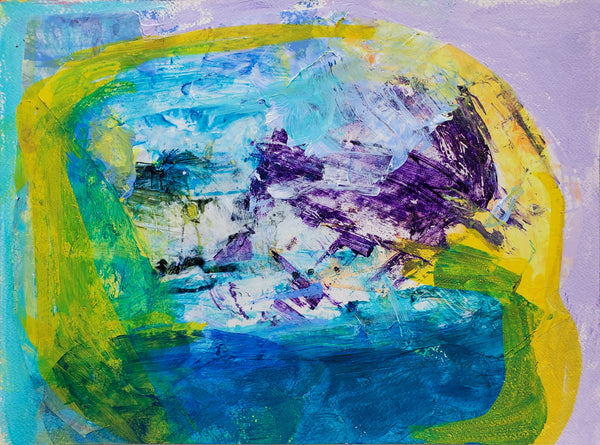 Stormy Weather Dreams, acrylic and collage on paper abstract painting by Cerulean Arts Collective Member Alan Lankin