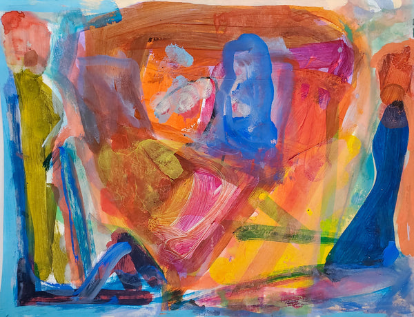 The Conversation, acrylic on paper abstract painting by Cerulean Arts Collective Member Alan Lankin. 