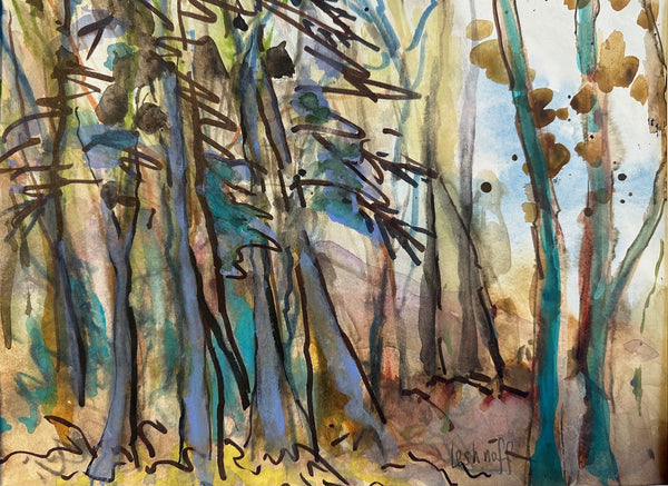 Grove, watercolor on paper painting by Cerulean Arts Collective Member Susan Leshnoff