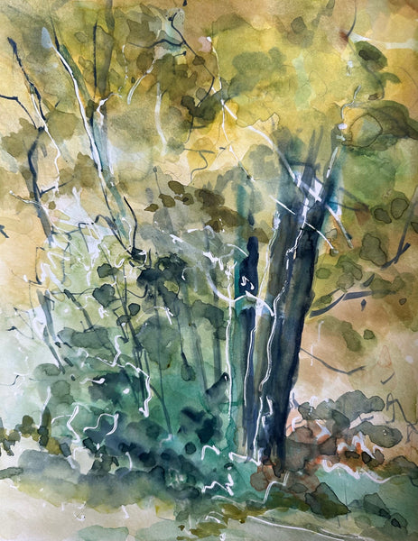 Landscape Sparkle, watercolor on paper painting by Cerulean Arts Collective Member Susan Leshnoff 