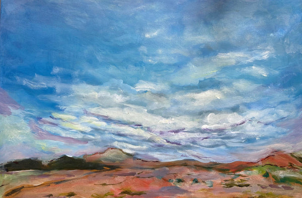 Low Clouds, acrylic on canvas painting by Cerulean Arts Collective Member Susan Leshnoff