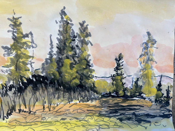 Low Light, watercolor on paper painting by Cerulean Arts Collective Member Susan Leshnoff