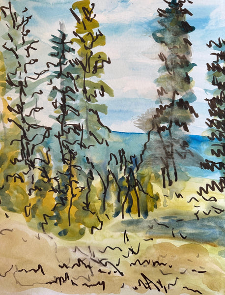 Shimmering Landscape, watercolor on paper painting by Cerulean Arts Collective Member Susan Leshnoff