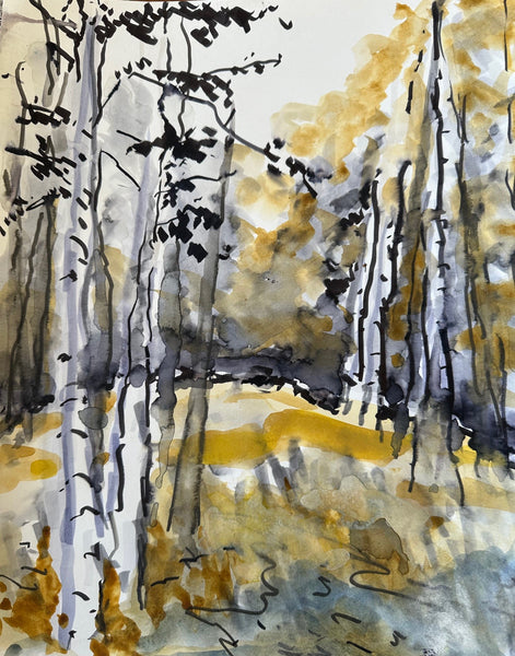 Sparkling Landscape, watercolor on paper painting by Cerulean Arts Collective Member Susan Leshnoff