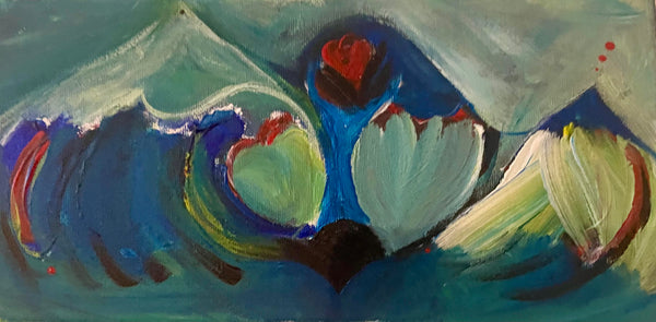 Mountains of Love, acrylic on canvas painting by Cerulean Arts Collective Member Alice Lesnick