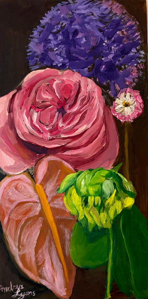 Bloom de Fleur #2, oil on wood painting by Cerulean Arts Collective Member Andrea Lyons.