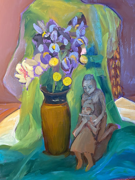 Purple Still Life, oil on wood painting by Cerulean Arts Collective Member Andrea Lyons.