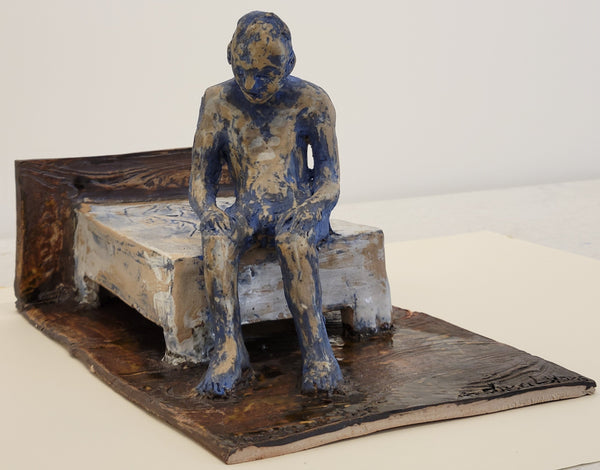 Andrea Lyons: The Outlier, Blue Man on Bed