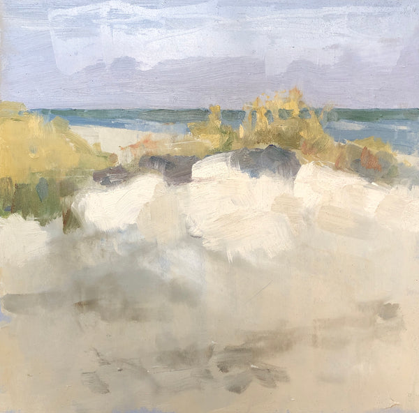 Avalon Dune, oil on paper on panel painting by Philadelphia artist Missy Maxwell, available at Cerulean Arts.