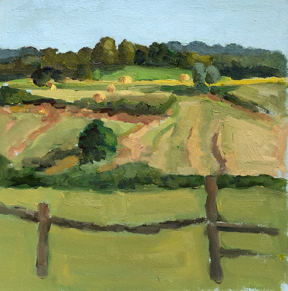 Italian Landscape, oil on paper on panel painting by Philadelphia artist Missy Maxwell, available at Cerulean Arts.