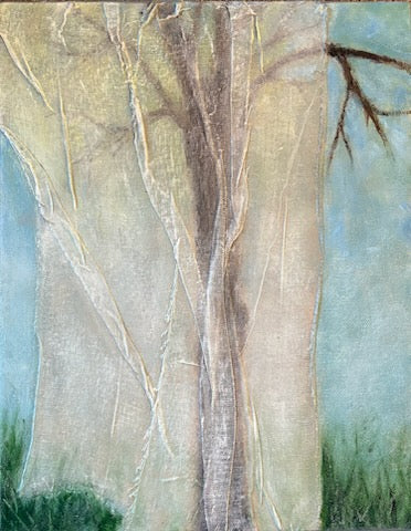 Artistic depiction of a tree with a textured background