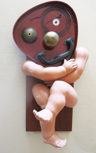 Shy Little Guy, found object assemblage sculputure by Cerulean Arts Collective member Kathleen McSherry