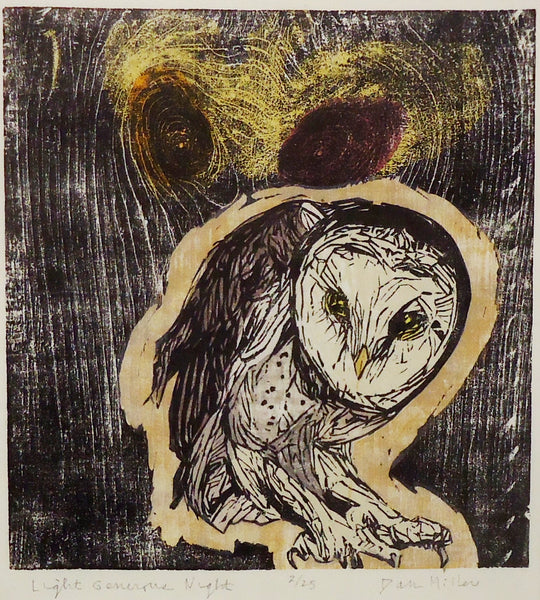 Light Generous Night, unframed color woodcut print by Pennsylvania artist Dan Miller available at Cerulean Arts