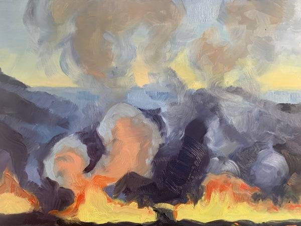 Lava Flow and Water, oil on panel painting by New York artist Kellyann Monaghan