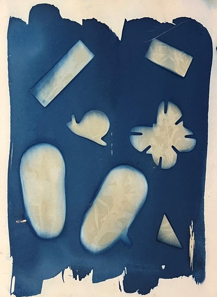 1 Corinthians 13:11, cyanotype and Van Dyke Brown on paper abstract print by Cerulean Arts Collective Member Amanda Moseley.