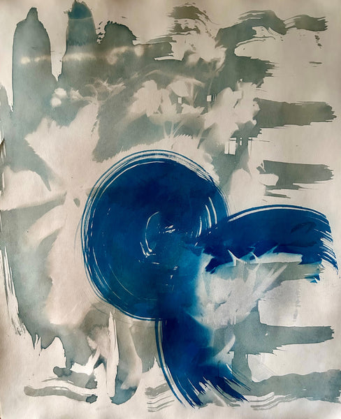 Summertime Farewell, cyanotype on paper print by Cerulean Arts Collective Member Amanda Moseley.