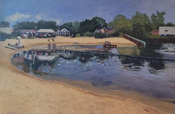 Bellmawr Lake, oil on canvas painting by Cerulean Arts Collective Member Phoebe Murer.
