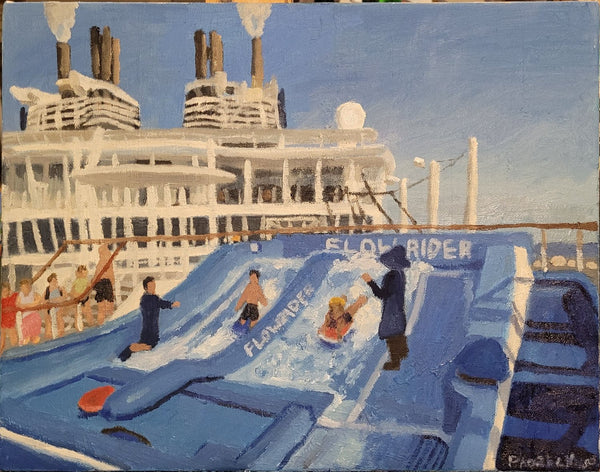 Flowrider, oil on canvas painting by Cerulean Arts Collective Member Phoebe Murer.