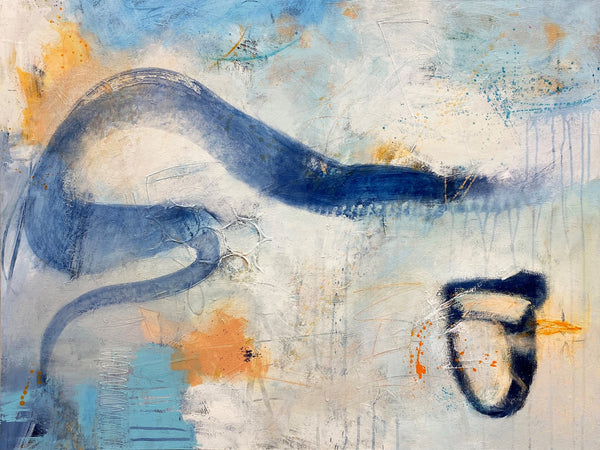 Blue Wave, acrylic on canvas abstract painting by Cerulean Arts Collective Member Lee Muslin.