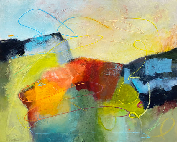 Dynamic Land, acrylic on canvas abstract painting by Cerulean Arts Collective Member Lee Muslin. 