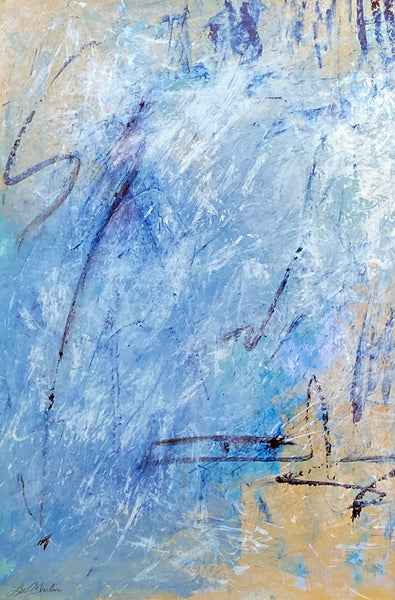 Key of Blue 1, acrylic on paper abstract painting by Cerulean Arts Collective Member Lee Muslin