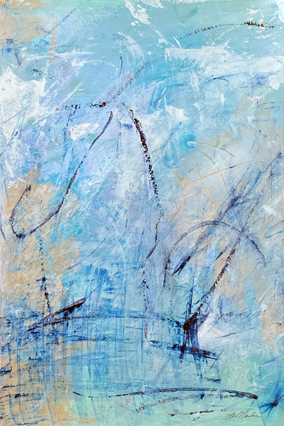 Key of Blue 1, acrylic on paper abstract painting by Cerulean Arts Collective Member Lee Muslin